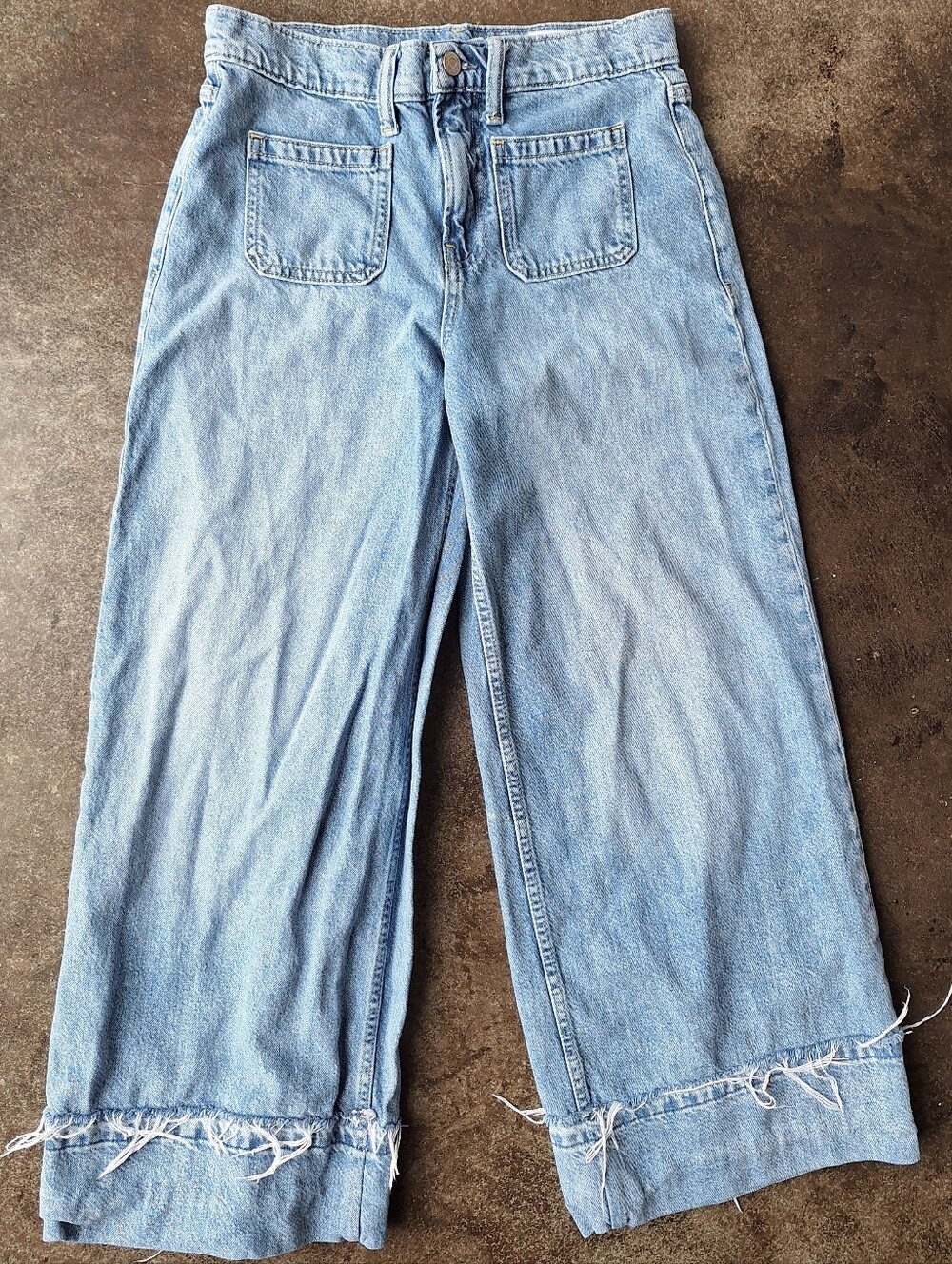 GAP Baggy Mid-Rise Denim Jeans - Distressed, 90s, Light Wash - Womens Size 25